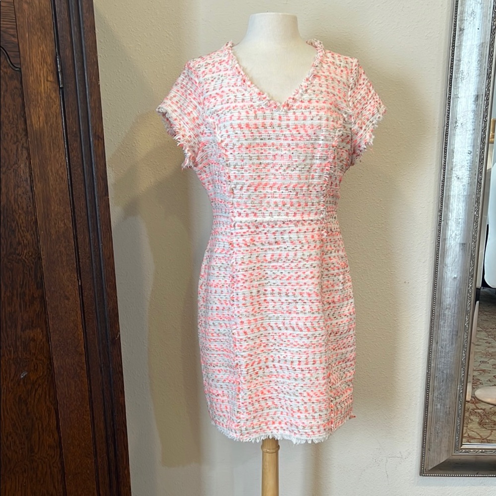 Pink and White Tweed Dress
